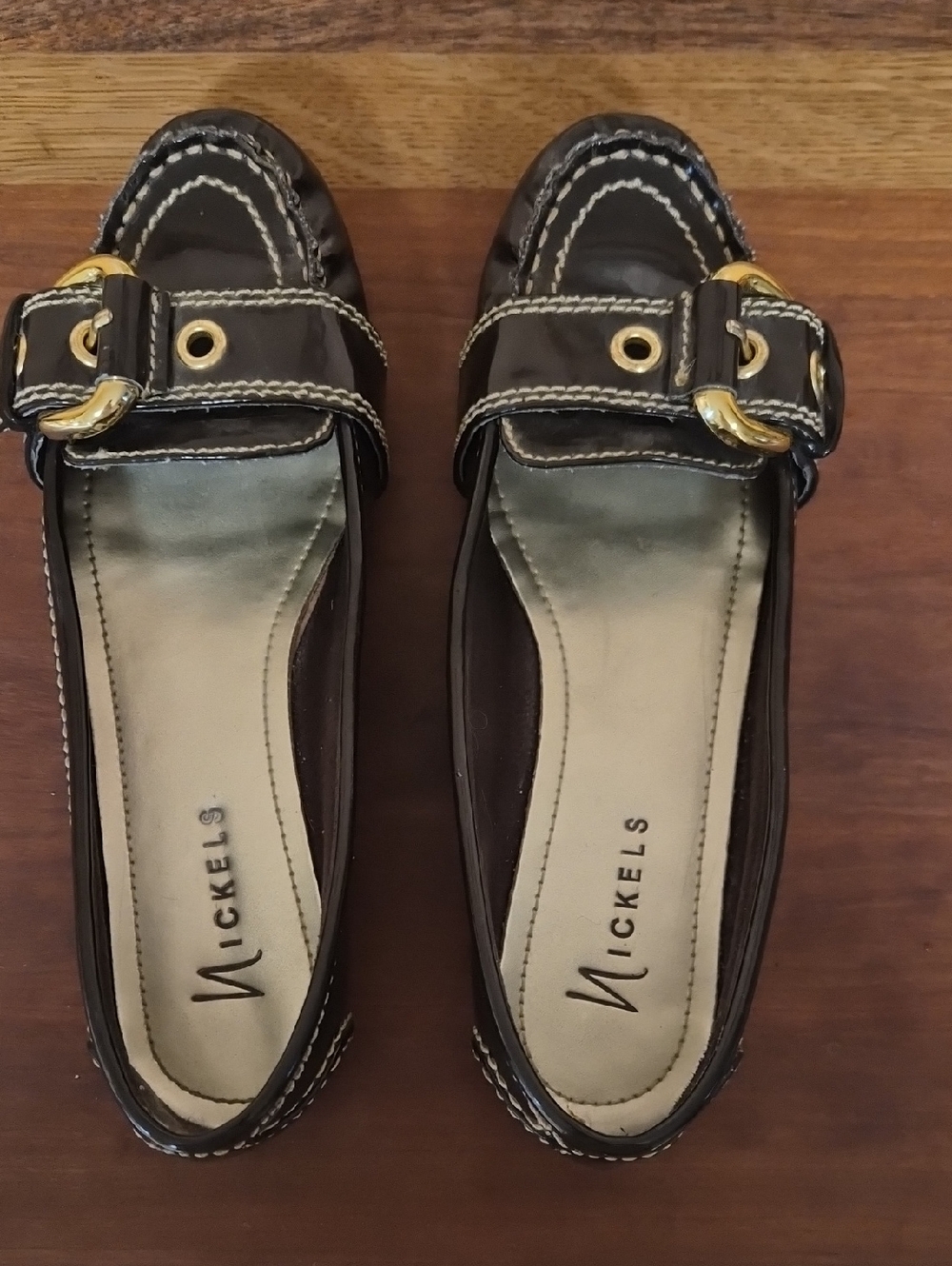 Nickels Women's Brown Leather Buckle Loafers
